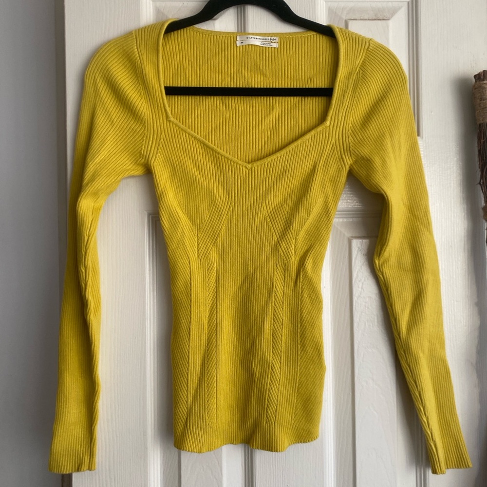 Anthropologie chartreuse sweater XS